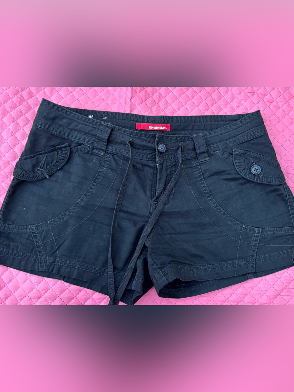 UNIONBAY Black Women's Drawstring Jean Shorts